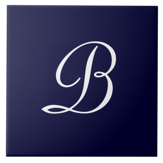 Manuscript Navy Blue & White B Monogram Tegeltje (Voorkant)