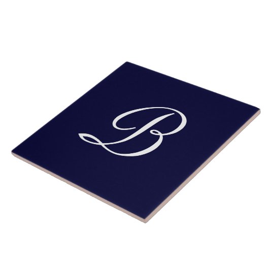Manuscript Navy Blue & White B Monogram Tegeltje (Zijkant)