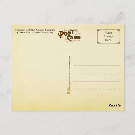 Manuscript of Pausanias' Description of Greece Briefkaart (Achterkant)