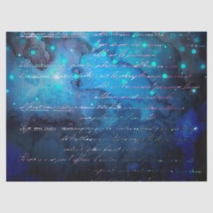 Manuscript op Abstracte Blauwe Groene Waterverf On Tissuepapier