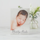 Manuscript Overlay Pink Baby Girl Multi Photo Birt Aankondiging (Staand voorkant)