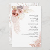 Manuscript Pampas Grass Dried Palms Wedding Kaart (Voorkant / Achterkant)