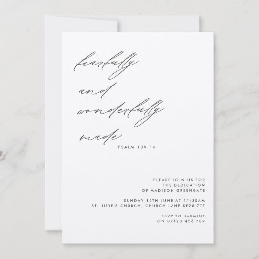 Manuscript Psalm 139 de Uitnodiging van de Baby va (Voorkant)