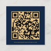 Manuscript QR Code Weddenschap Gold Navy Blue RSVP Informatiekaartje (Achterkant)