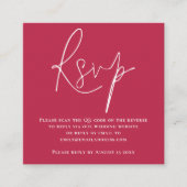 Manuscript QR Code Weddenschap Magenta RSVP Informatiekaartje (Voorkant)
