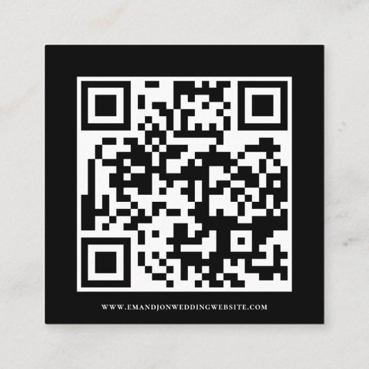 Manuscript QR Code Weddenschap White Black RSVP En Informatiekaartje (Achterkant)