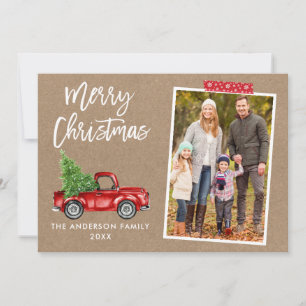 Manuscript Red Craft Tape-penseel Truck Kraft met Feestdagenkaart