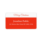 Manuscript Red White Sjabloon Merry Kerstadres Etiket (Voorkant)