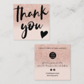Manuscript roos goud glitter ombre orde dank u vierkante visitekaartje (Voorkant / Achterkant)