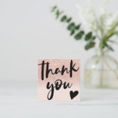 Manuscript roos goud glitter ombre orde dank u vierkante visitekaartje (Staand voorkant)