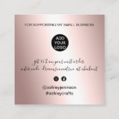 Manuscript roos goud metaalachtige orde dank u vierkante visitekaartje (Achterkant)