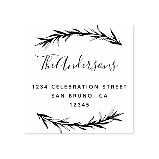 Manuscript & Rosemary | Botanisch retouradres Rubberstempel (Afrduk)