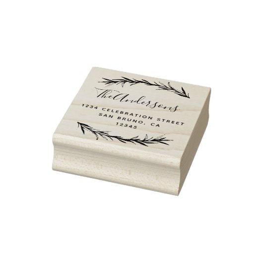 Manuscript & Rosemary | Botanisch retouradres Rubberstempel (Stempel)