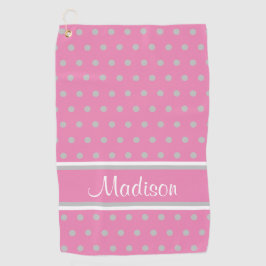 Manuscript roze Grey Polka Dot Stripes Golfhanddoek