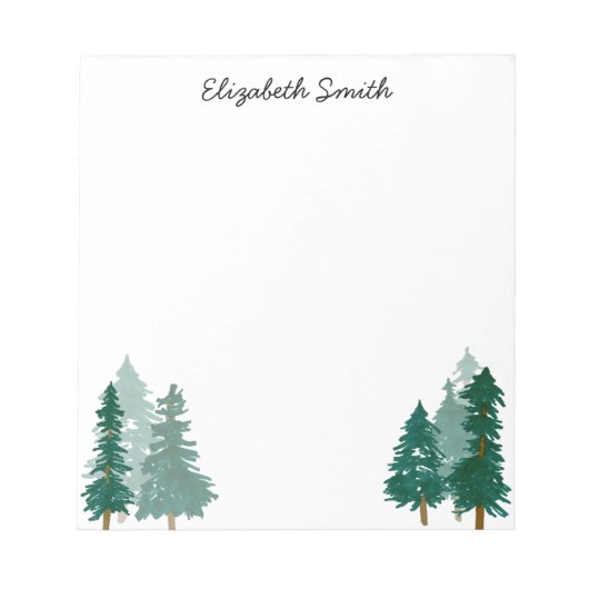 Manuscript Rustic Woodland Tree Forest Waterverf Notitieblok (Voorkant)