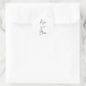 Manuscript Signature Heart Wedding Ronde Sticker (Tas)