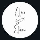 Manuscript Signature Heart Wedding Ronde Sticker<br><div class="desc">De handtekeningsstijl van het manuscript en een hart.</div>