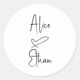 Manuscript Signature Heart Wedding Ronde Sticker