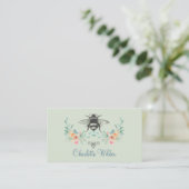 Manuscript Signature Personalized Bee Floral Green Contactkaartje (Staand voorkant)