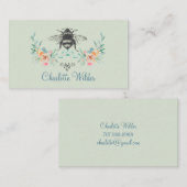 Manuscript Signature Personalized Bee Floral Green Contactkaartje (Voorkant / Achterkant)