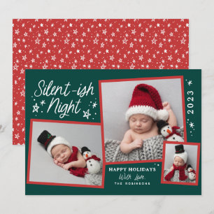 Manuscript Silent Night 3 Photo Collage Feestdagenkaart