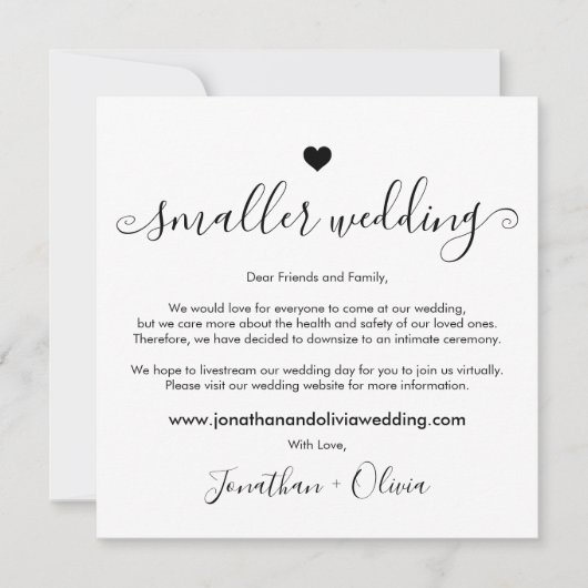 Manuscript Smaller Weddenschap Downsize Foto Weduw Aankondiging (Voorkant)