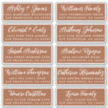 Manuscript TerraCotta Wedding Guest Adresetiketten Sticker<br><div class="desc">Eenvoudig te personaliseren, namen en adressen / individuele trouwadreslabel stickers voor gastuitnodigingen. Deze chique, moderne en stijlvolle bruiloft adresetiketten zijn voorzien van uw bruiloft gastnamen in witte elegante handgeschreven script kalligrafie op een terracotta achtergrond. Voeg eenvoudig uw individuele huwelijksgastnamen en adres toe. Exclusief voor u ontworpen door Happy Dolphin Studio....</div>