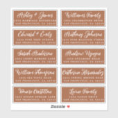 Manuscript TerraCotta Wedding Guest Adresetiketten Sticker (Vel)