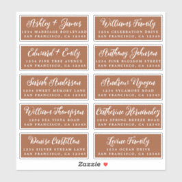 Manuscript TerraCotta Wedding Guest Adresetiketten Sticker