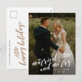 Manuscript trouwde en Merry Weduwen Foto Kerstmis Feestdagenkaart (Voorkant / Achterkant)