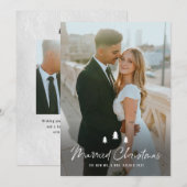 Manuscript trouwde kerstbomen Weddenfoto Feestdagenkaart (Voorkant / Achterkant)