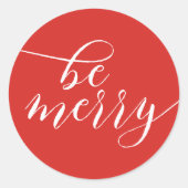 Manuscript Typografie "be Merry" Ronde Sticker (Voorkant)