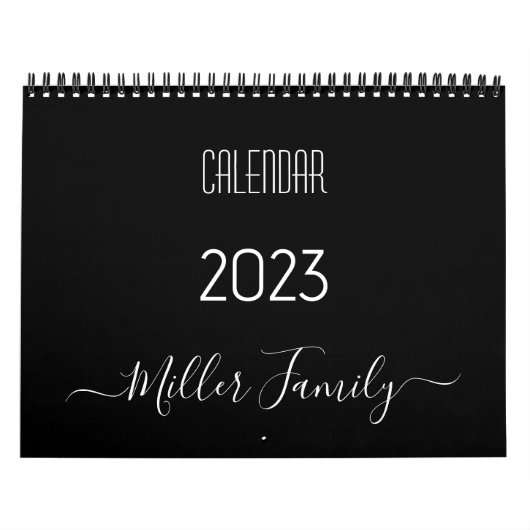 Manuscript Typografie Familienaam Black & White 20 Kalender (Hoes)