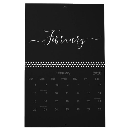 Manuscript Typografie Familienaam Black & White 20 Kalender (Feb 2026)