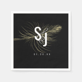 Manuscript Typografie Faux Gold Feather Bohemian Servet