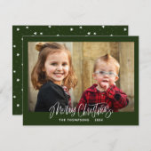 Manuscript Typografie Green Photo Merry Kerstry  Feestdagenkaart (Voorkant / Achterkant)