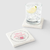 Manuscript Typografie Merry Kerstal Bouquet Stenen Onderzetter (Zijkant)