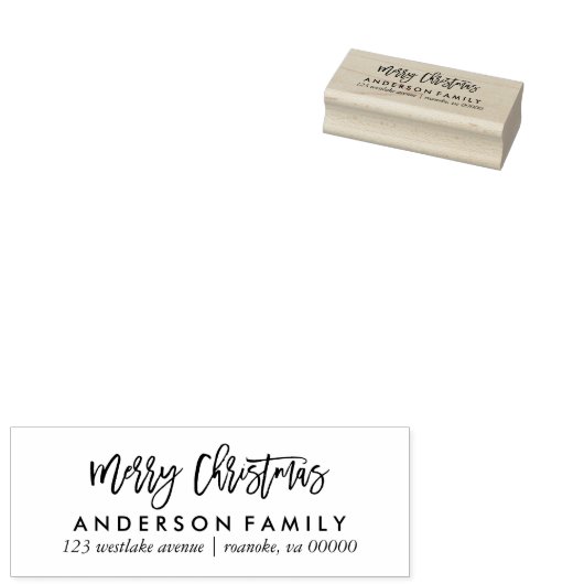 Manuscript Typografie Merry Kerstry Rubberstempel (Gestempeld)