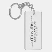 Manuscript Typografie Mr Mrs Wedding Foto Sleutelhanger (Voorkant Links)