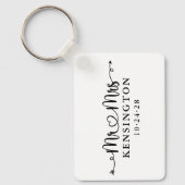 Manuscript Typografie Mr Mrs Wedding Foto Sleutelhanger (Voorkant)