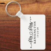 Manuscript Typografie Mr Mrs Wedding Foto Sleutelhanger (Voorkant)