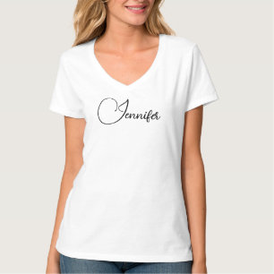 Manuscript Typografie Naam Sjabloon Womens V-Neck T-shirt