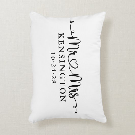 Manuscript Typografie personaliseerde de heer Mrs  Accent Kussen (Voorkant(Verticaal))