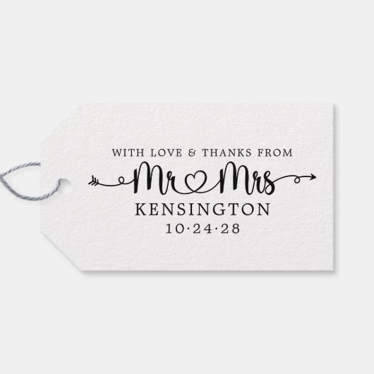 Manuscript Typografie personaliseerde de heer Mrs Cadeaulabel (Achterkant Horizontaal)