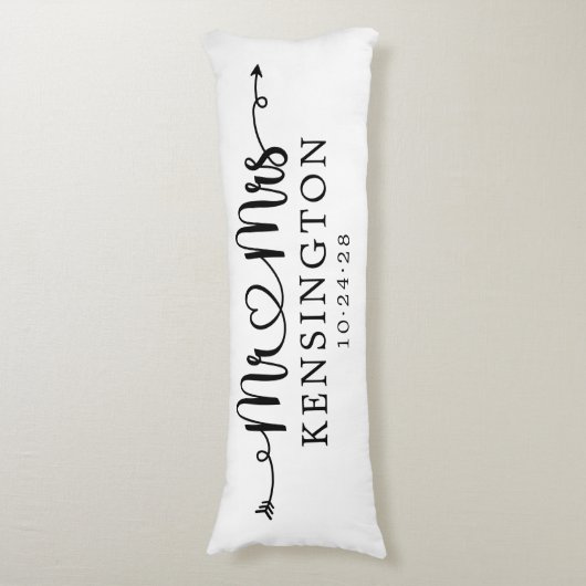 Manuscript Typografie personaliseerde de heer Mrs Lichaamskussen (Voorkant Verticaal)