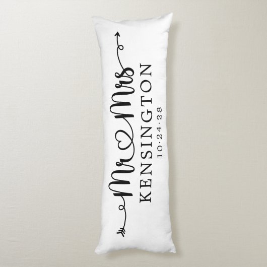 Manuscript Typografie personaliseerde de heer Mrs  Lichaamskussen (Achterkant (Verticaal))