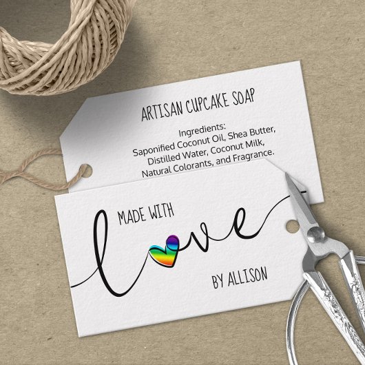 Manuscript Typografie Rainbow Heart gemaakt met li Cadeaulabel