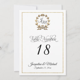 Manuscript Typography Monogram Gold Table Numbers Kaart
