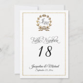 Manuscript Typography Monogram Gold Table Numbers Kaart (Achterkant)