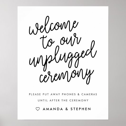 Manuscript Typography Unplugged Wedding Ceremony S Poster (Voorkant)